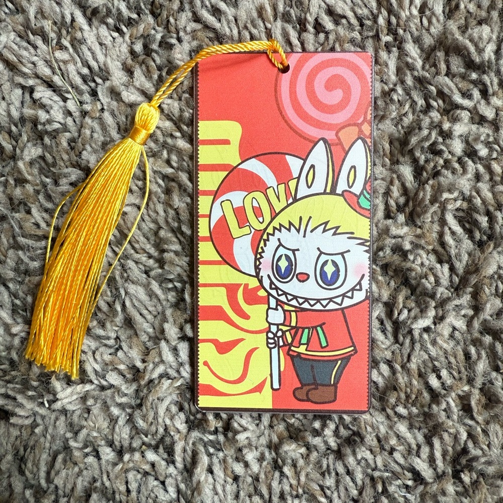 Labubu With Lollipop Bookmark, Red Color